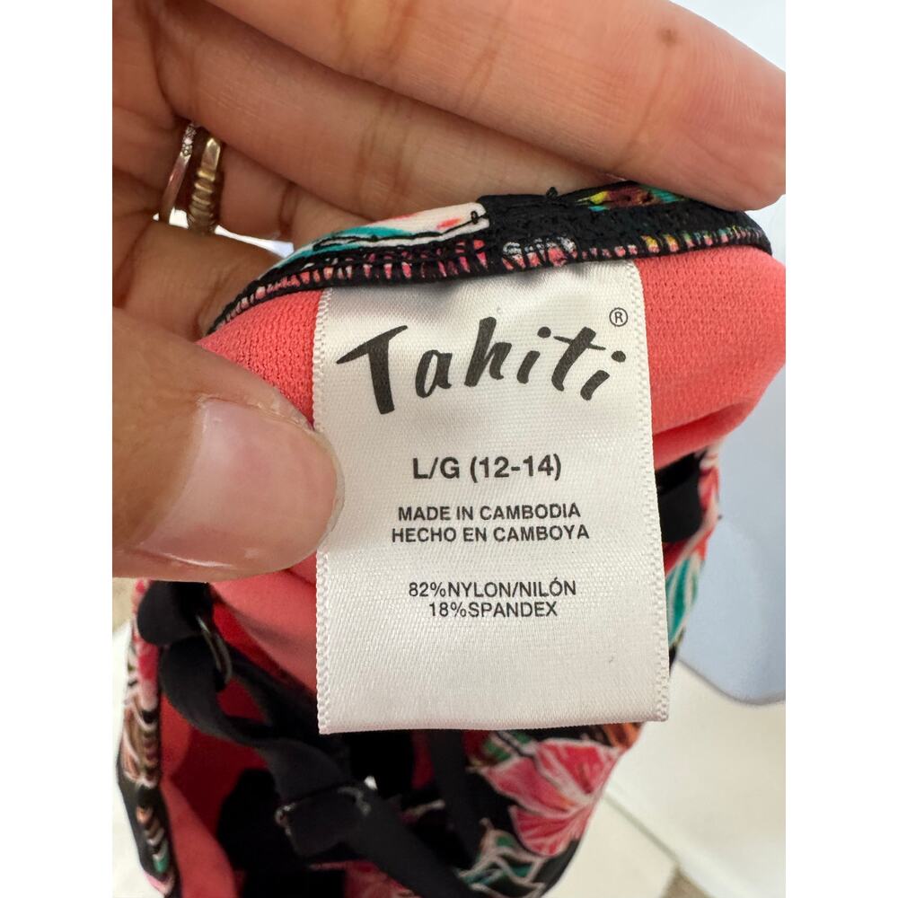 Tahiti Tropical Floral Keyhole One Piece Swimsuit Large 12/14 - Picture 5 of 5